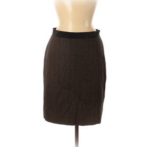 Laila Azhar Classic Woven Brown Wool Pencil Skirt
